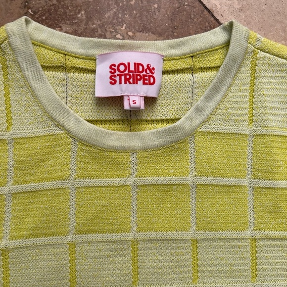 Solid & Striped Yellow Pear & Marshmallow Checkered Gingham Knit Cara Top Small - Picture 2 of 5